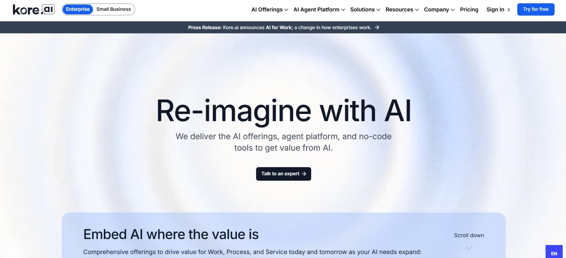 Kore AI agents for e-commerce