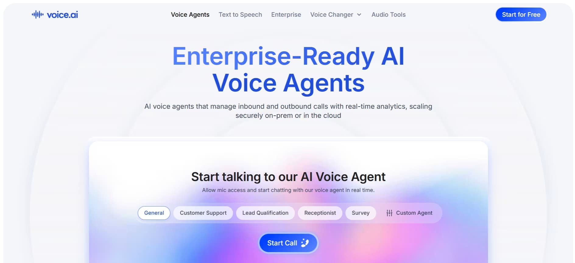Voice AI Homepage